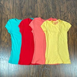 4 Pack Lightweight Layering Stretch Tees Red Yellow Pink Green T-Shirt Juniors S